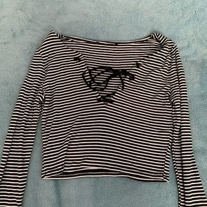 striped long sleeve crop top